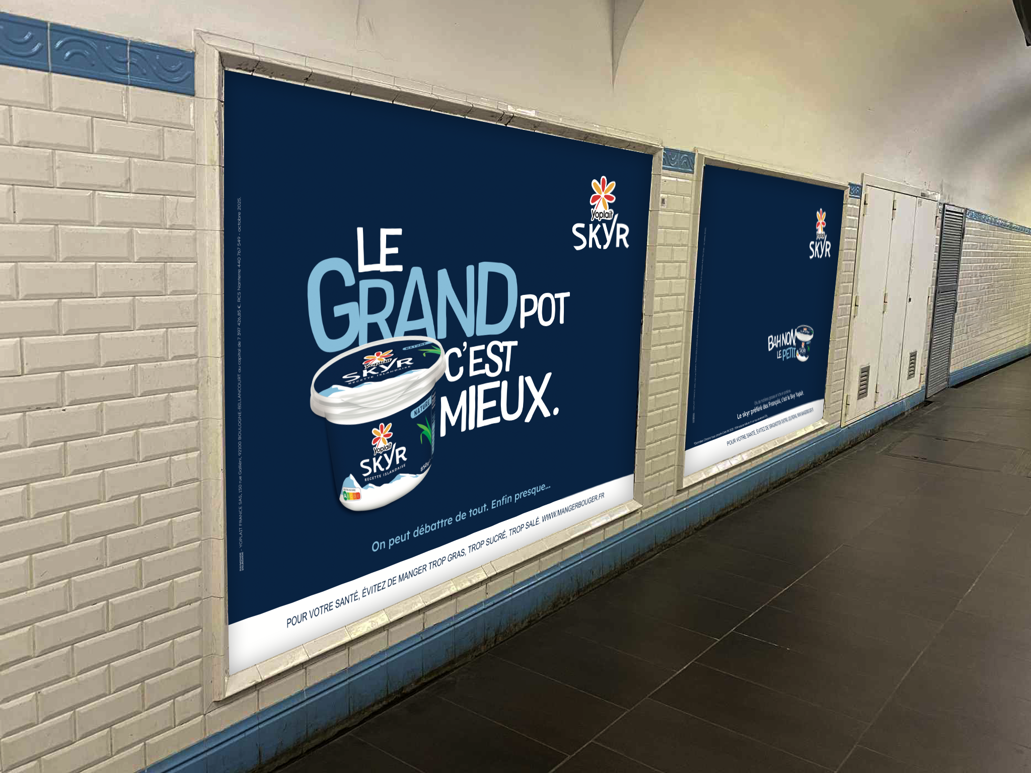 Direction artistique affichage metro pour la campagne on peut debattre de tout de Skyr Yoplait – Sarah Brossard
