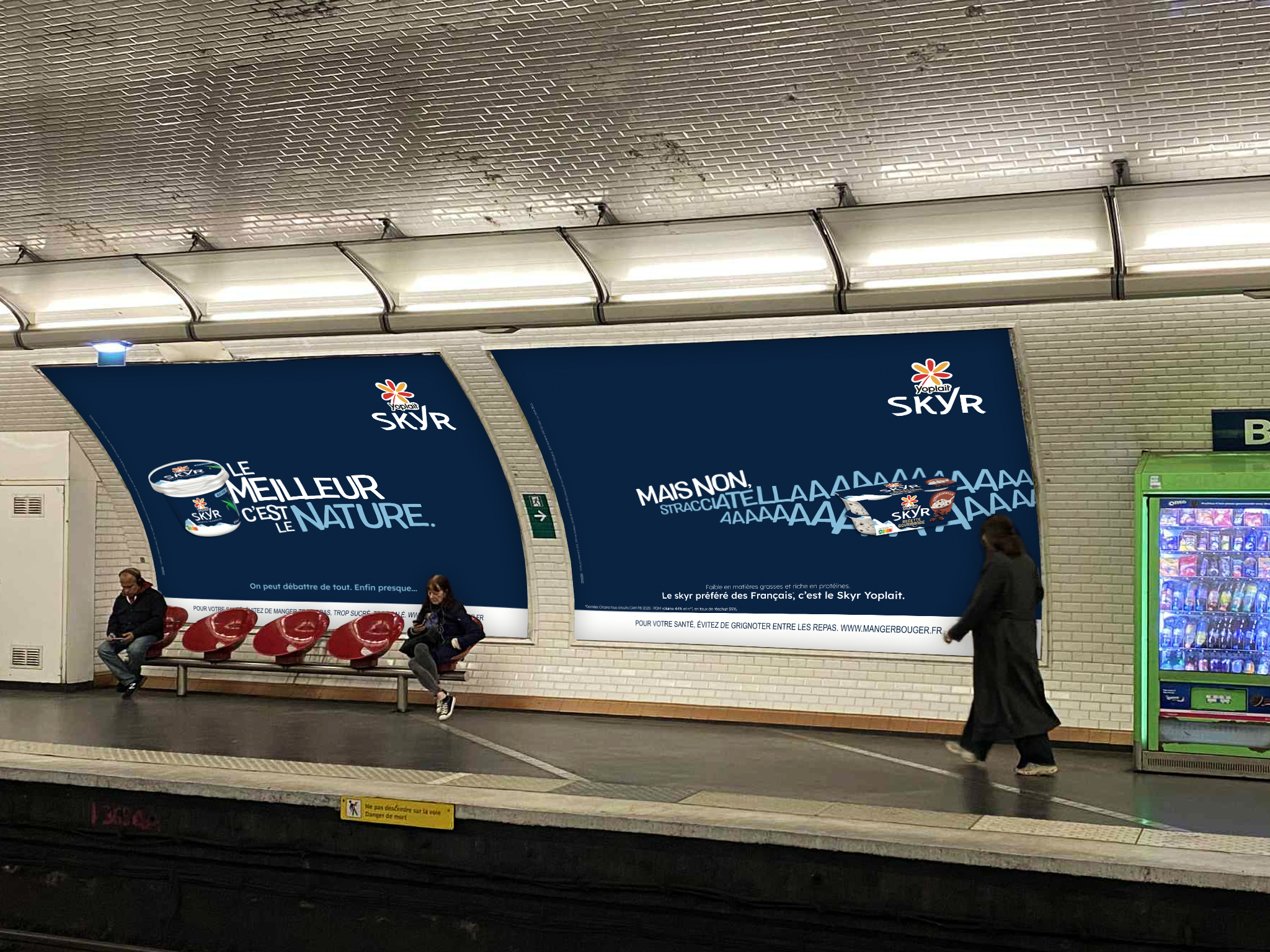 Direction artistique affichage metro pour la campagne on peut debattre de tout de Skyr Yoplait – Sarah Brossard